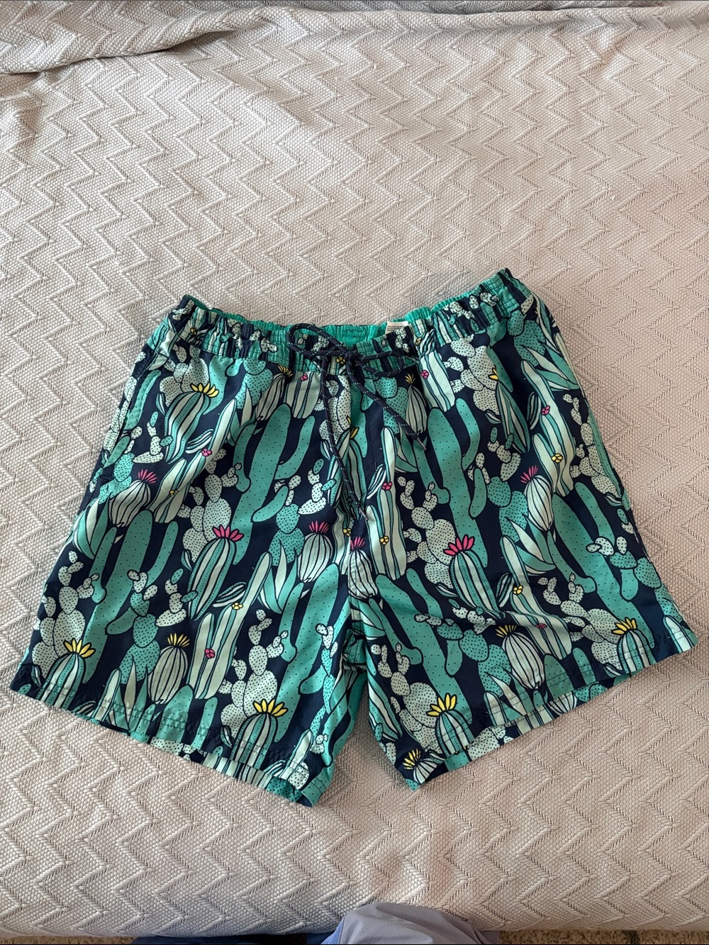 No Boundaries Men's Teal & Navy Cactus Swim Shorts
